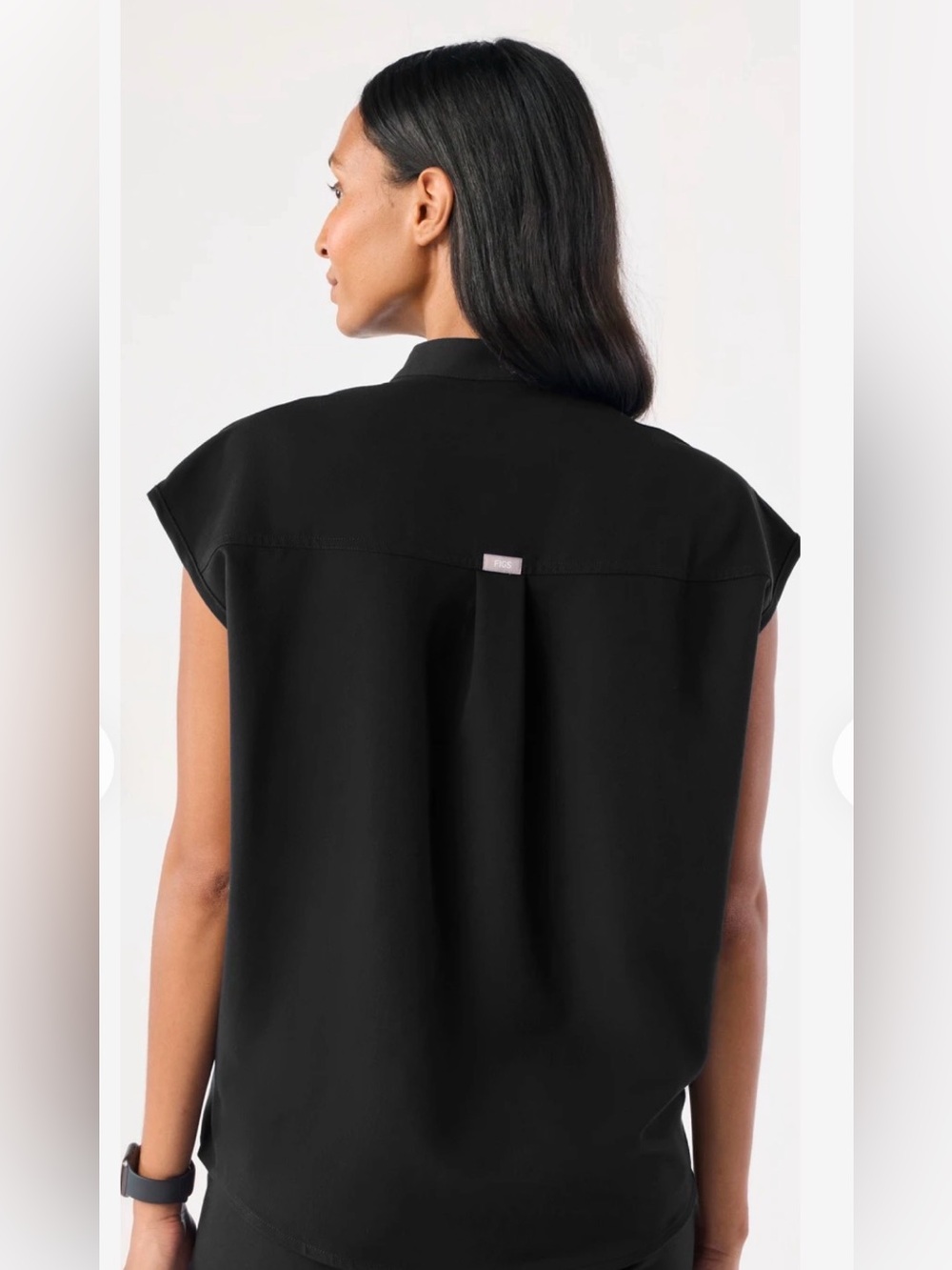 Figs Black Cap-Sleeve Tunic Top - Picture 4 of 8